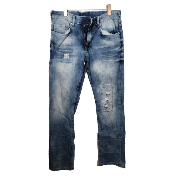 BUFFALO DavidBrutton Jeans 34 X 31 distressed & missing rivet buttoin at waist - Picture 1 of 9